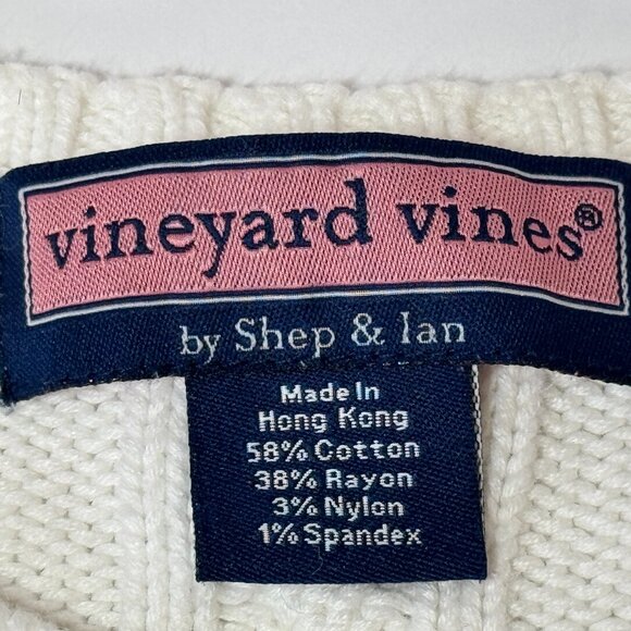 VINEYARD VINES CREW NECK CABLE KNIT SWEATER White size MED - Picture 8 of 12